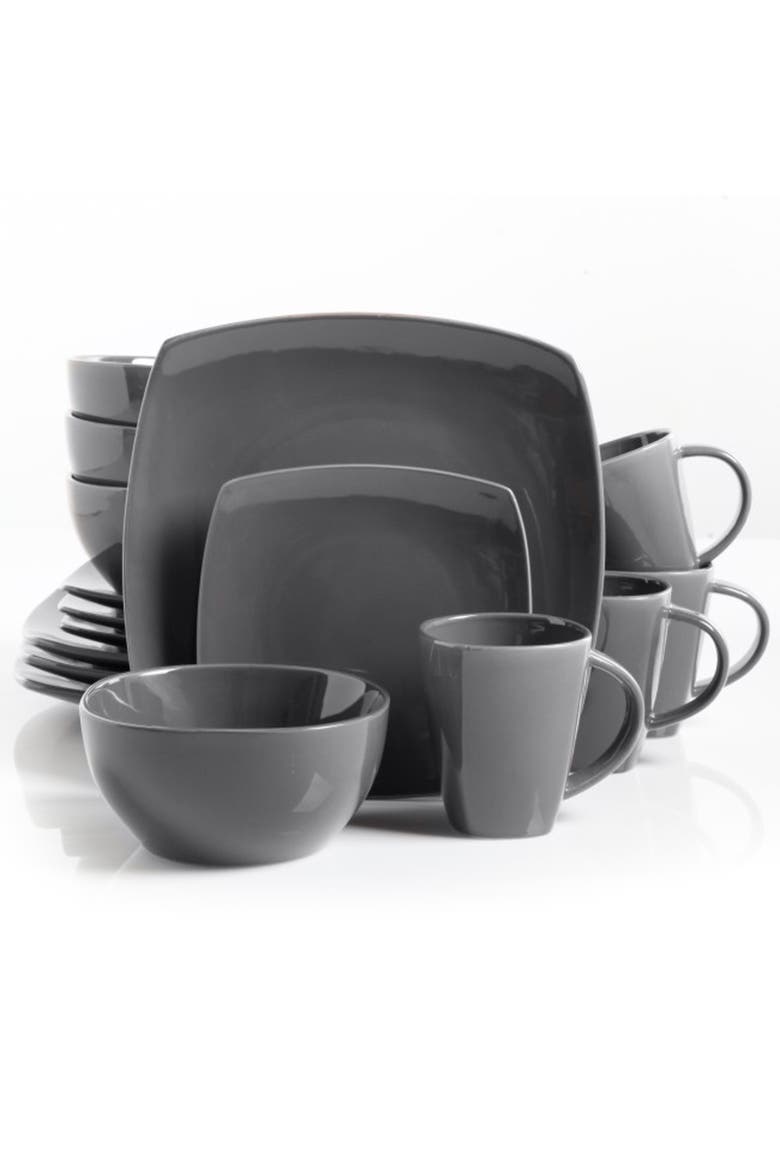 Square Dinnerware Set , Set of 16 Piece, Alternate, color, Grey