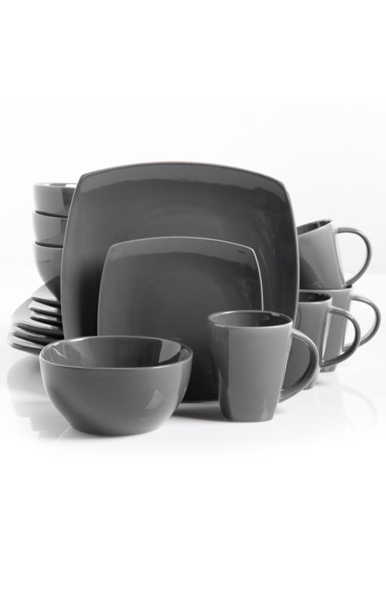 Gibson Home Square Dinnerware Set , Set of 16 Piece, Alternate, color, Grey