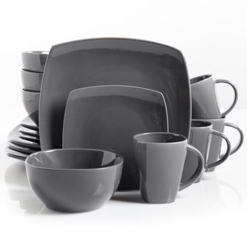 Gibson Home Square Dinnerware Set , Set Of 16 Piece In Gray