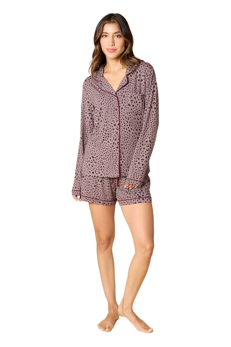 Aria Slim Notch Collar Long Sleeve Short Set, Main, color, Wild Driftwood