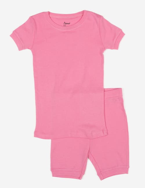 Leveret Kids Short Sleeve Cotton Solid Matching Family Pajamas In Pink
