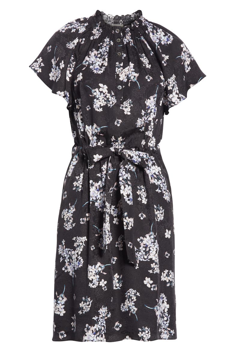 Hydrangea Silk Dress, Alternate, color, BLACK COMBO