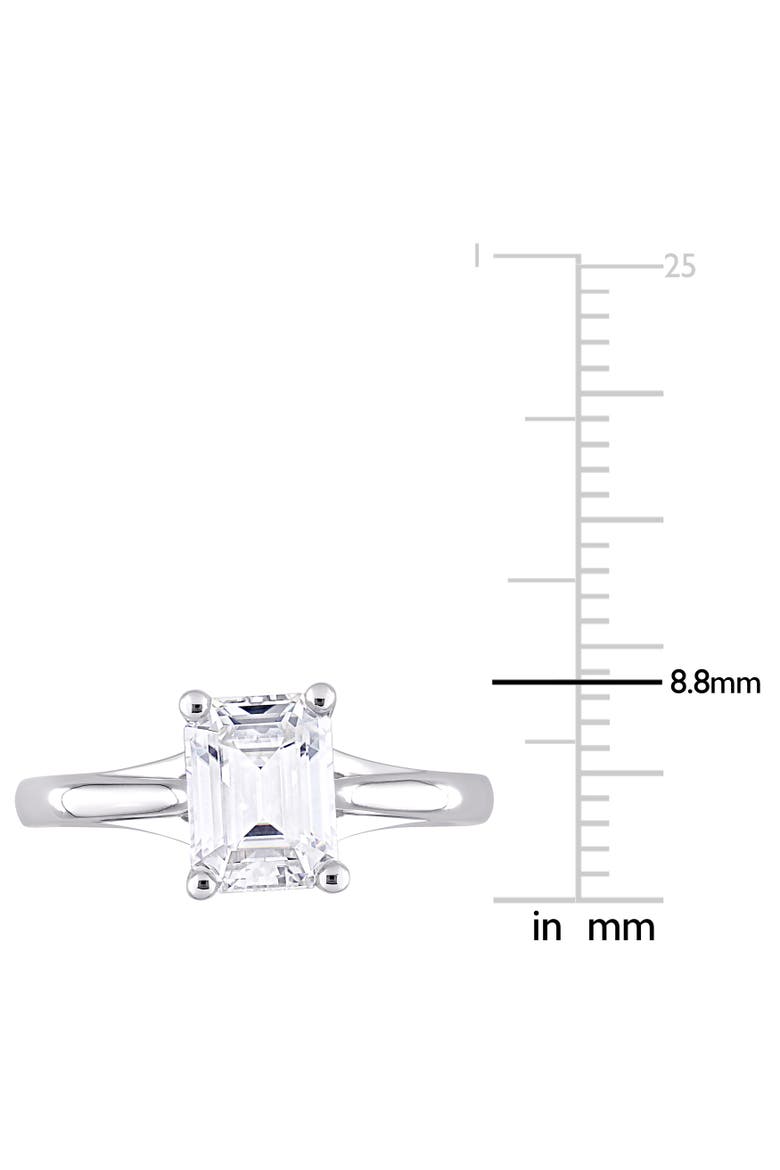 Moissanite Emerald Solitaire Ring 10k, Alternate, color, 10k White Gold