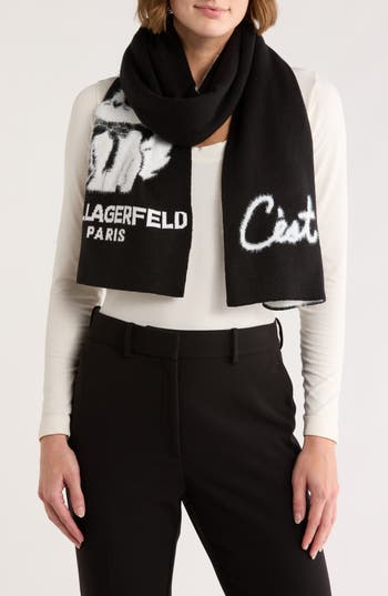 Karl Lagerfeld Paris C'est Moi Choupette Scarf In Black