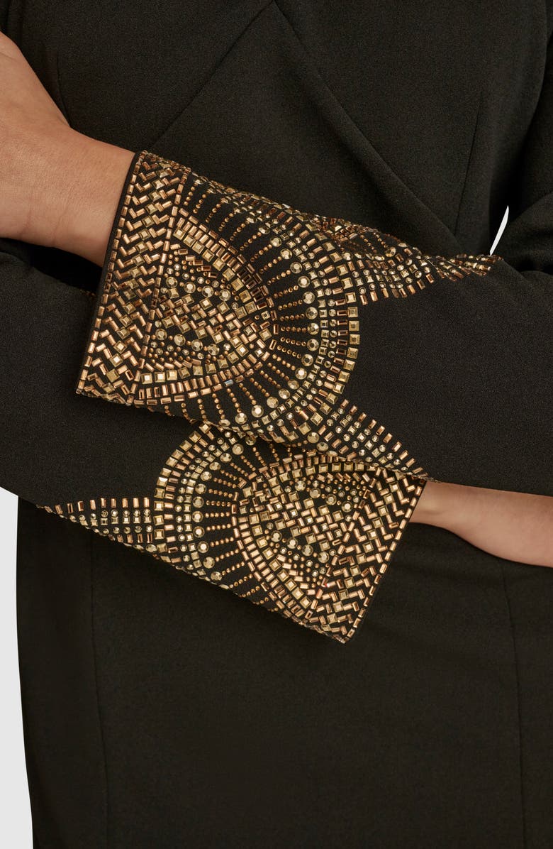 Donna Karan New York Embellished Long Sleeve Sheath Dress, Alternate, color, Black/ Gold