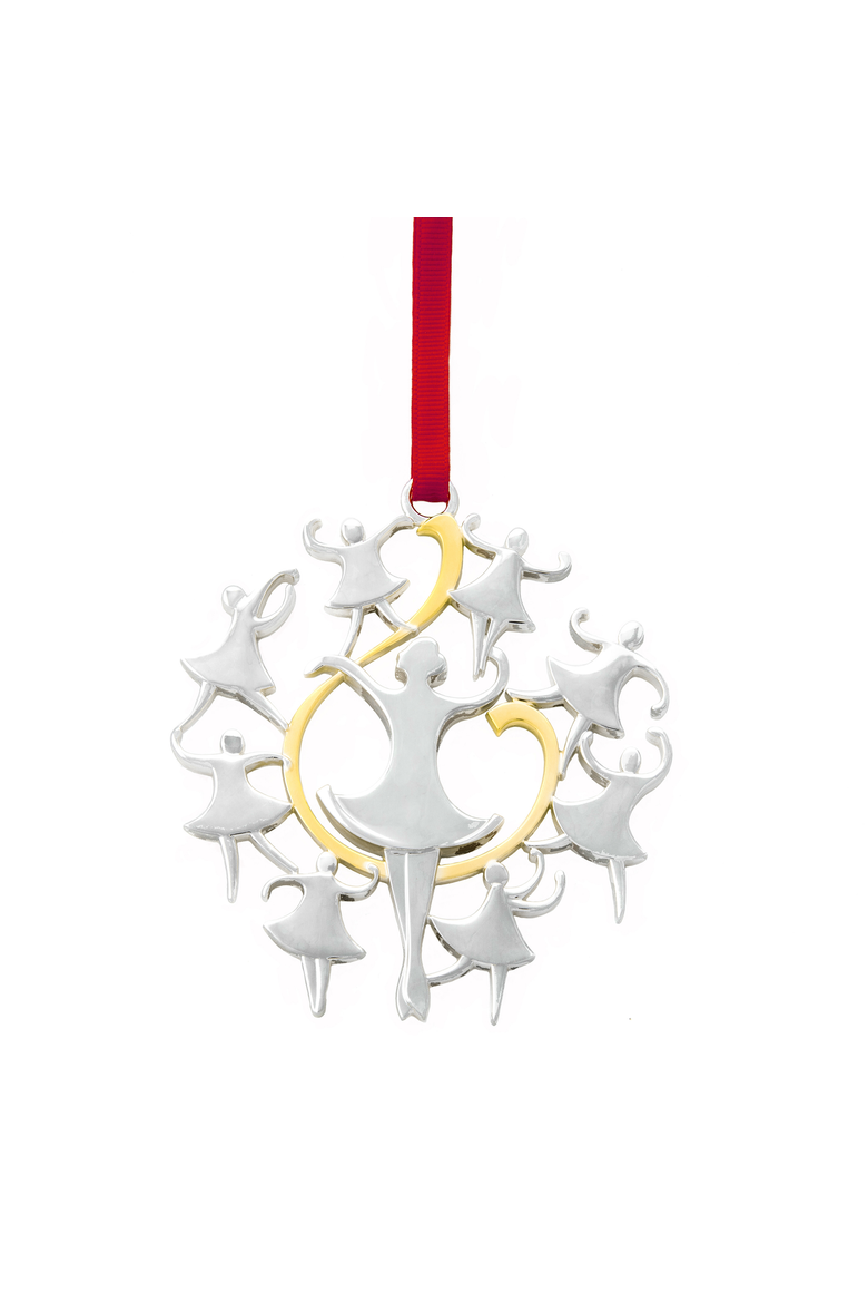 12 Days of Christmas Ornament, 9 Ladies Dancing, Main, color, Silver