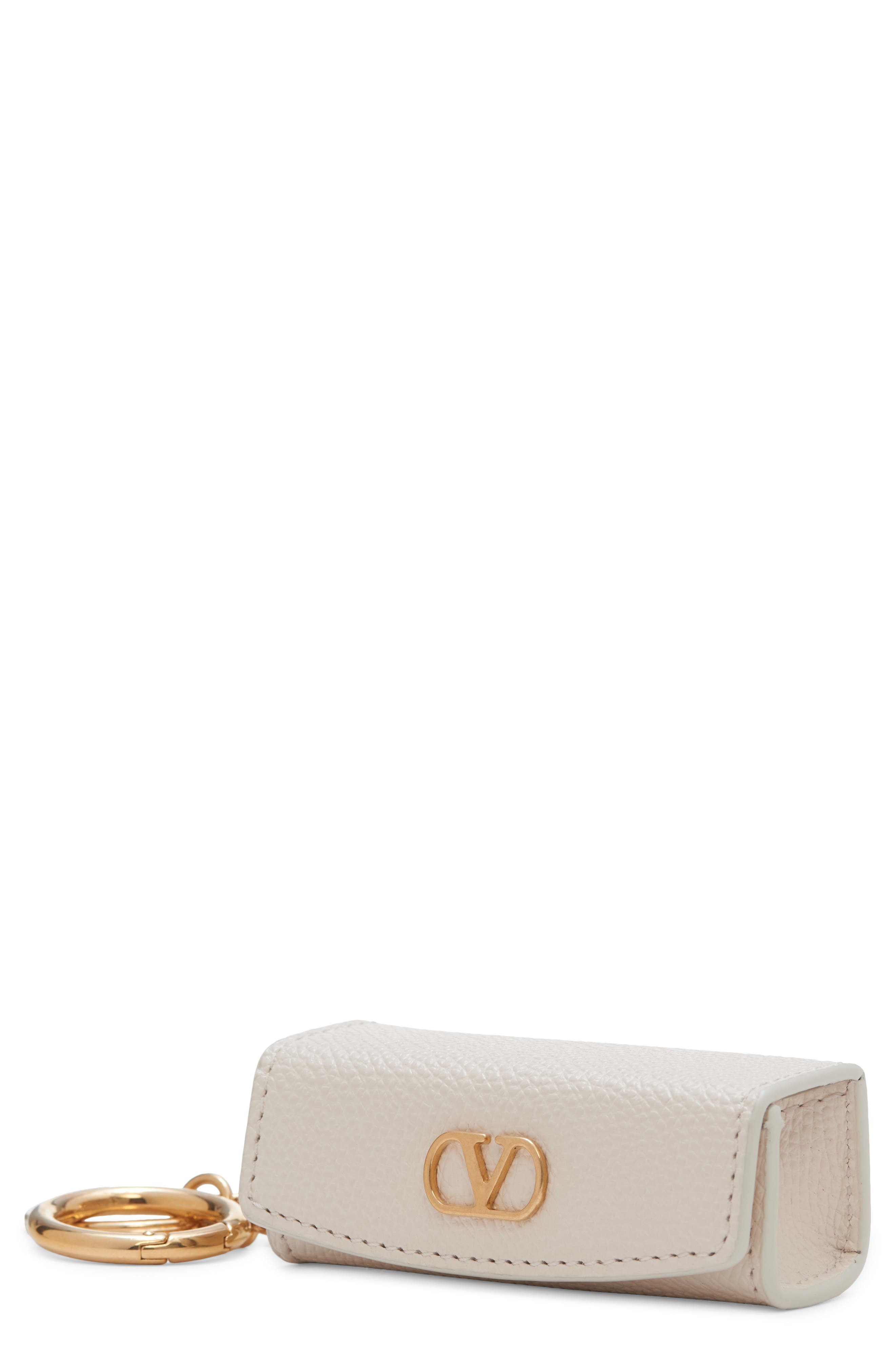 VLOGO Lipstick Leather Keychain, Main, color, LIGHT IVORY