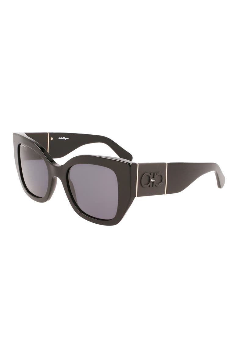 Gancini 51mm Gradient Modified Rectangular Sunglasses, Alternate, color, BLACK