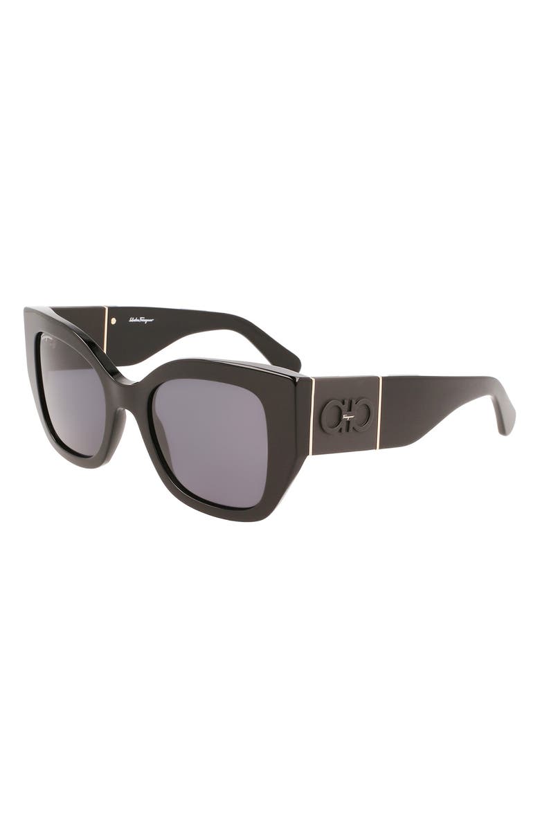 FERRAGAMO Gancini 51mm Gradient Modified Rectangular Sunglasses, Alternate, color, Black