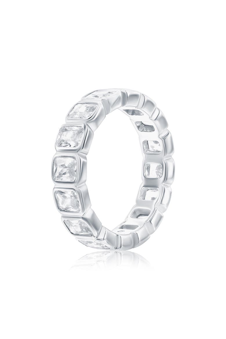 Bezel Cubic Zirconia Eternity Band Ring, Alternate, color, WHITE
