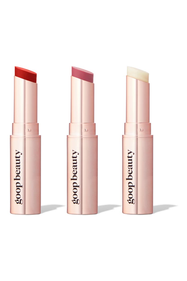 Clean Nourishing Lip Balm Trio, Main, color, TOMATO/ PEONY/ CLEAR