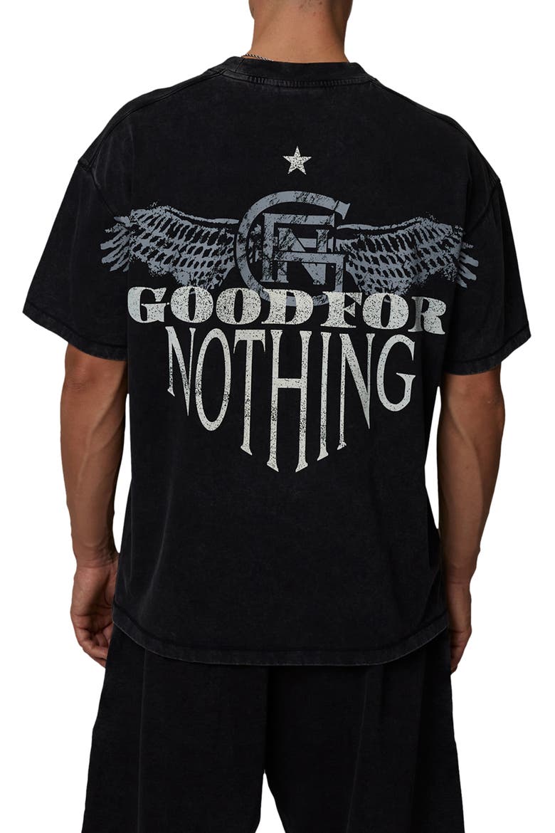 Oversized Fit Eagle T-Shirt, Alternate, color, Black