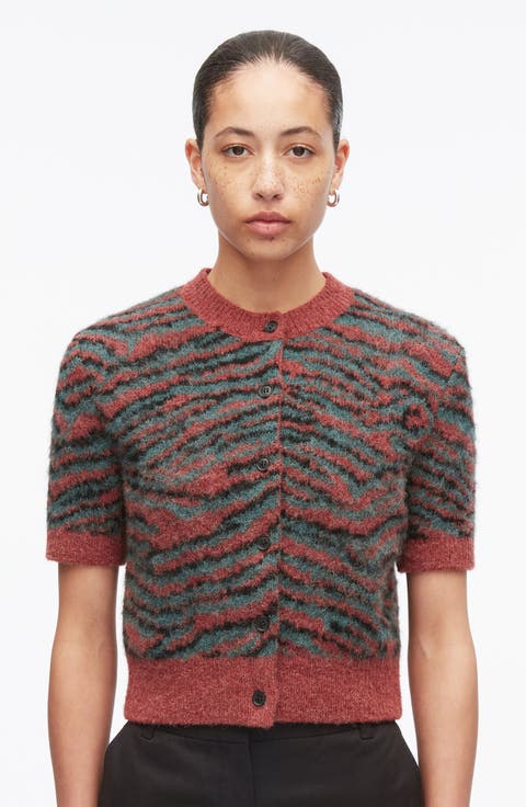 Abstract Tiger Short Sleeve Cardigan