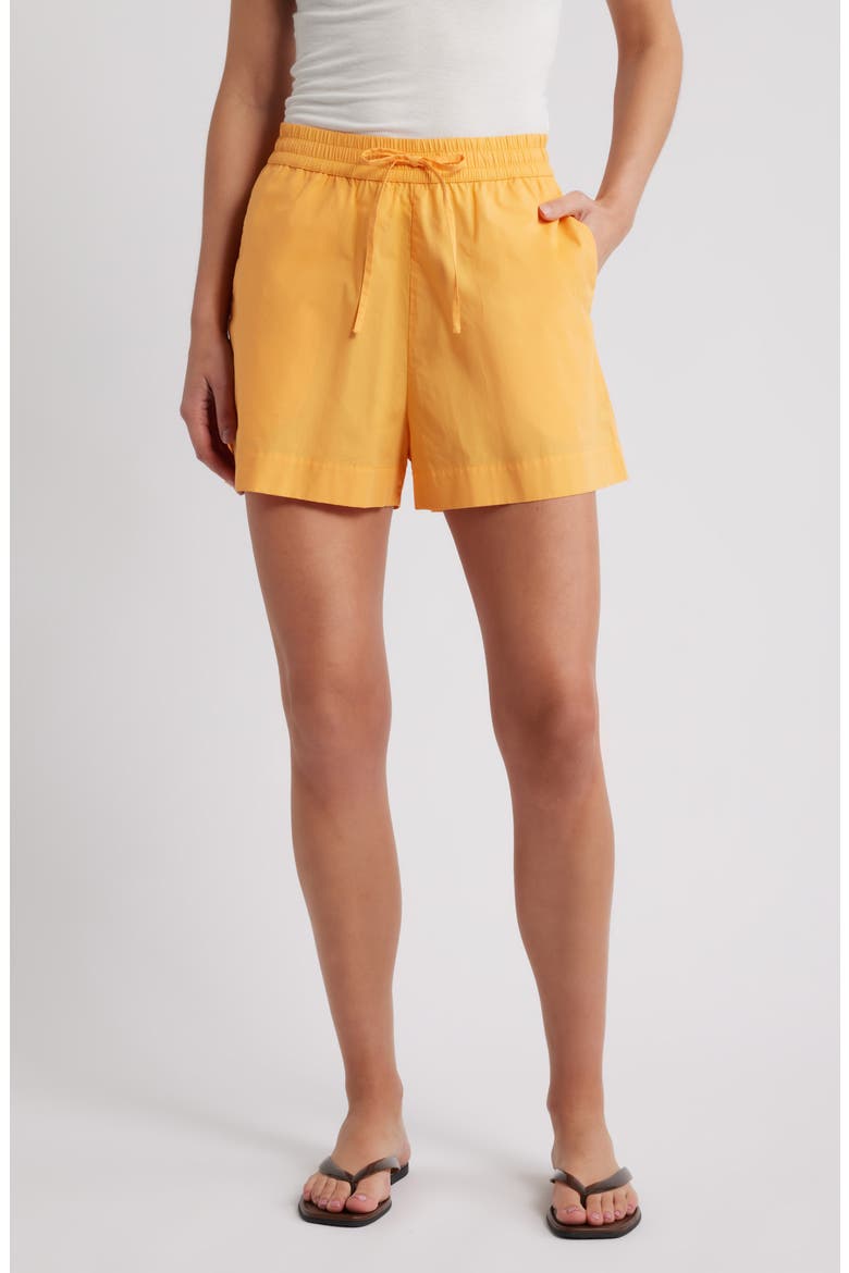 Rhodes Cotton Poplin Drawstring Shorts, Main, color, CLEMENTINE