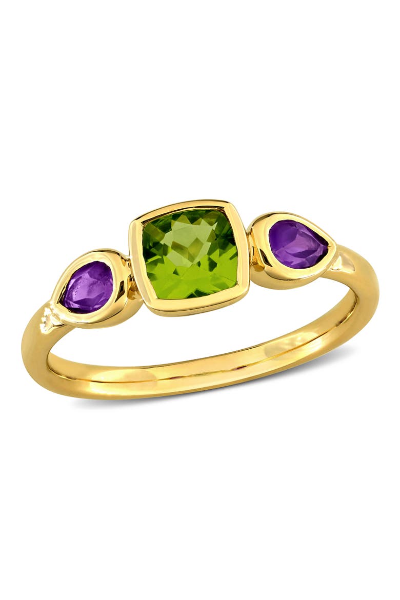 Peridot & Amethyst 3-Stone Ring 10k, Main, color, Peridot