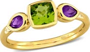 Julianna B. Peridot & Amethyst 3-Stone Ring 10k