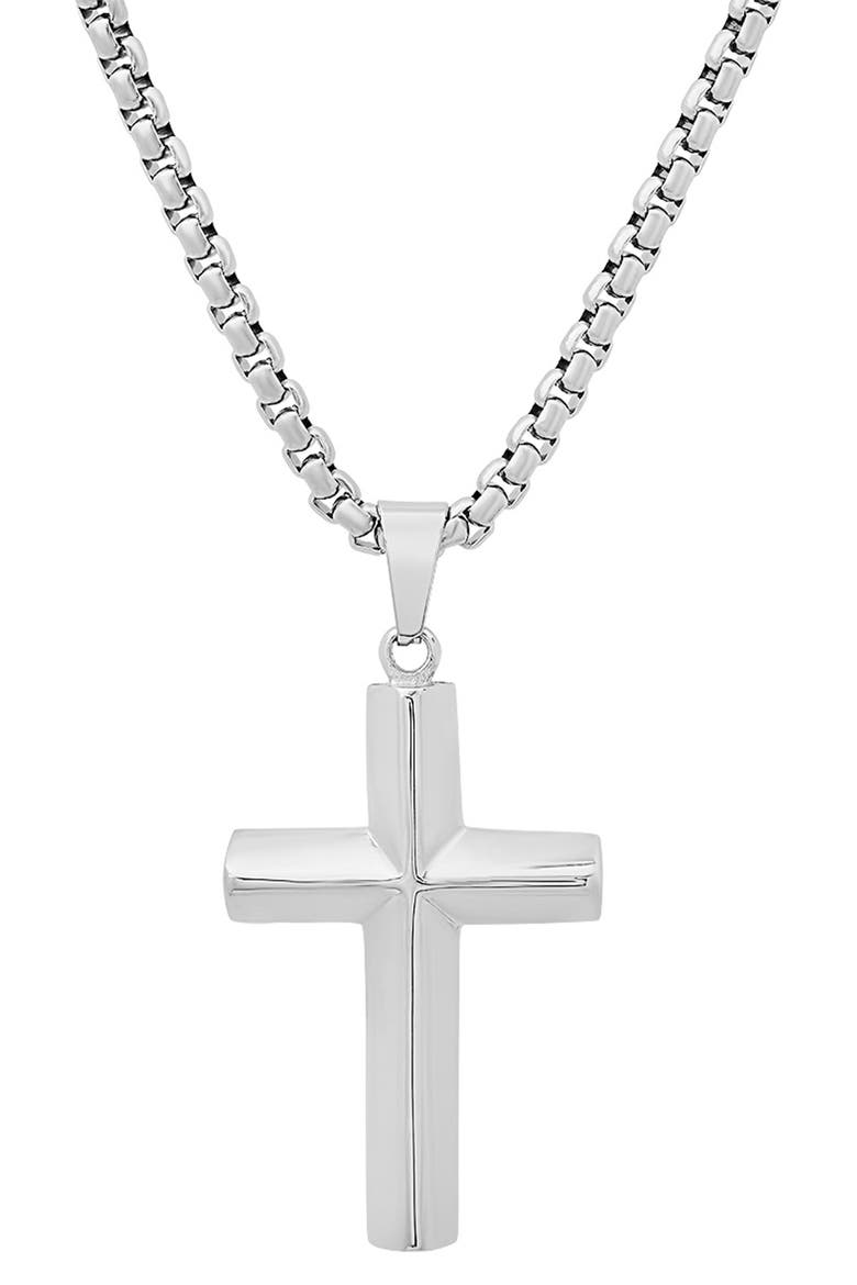 Stainless Steel Cross Pendant Necklace, Main, color, SILVER