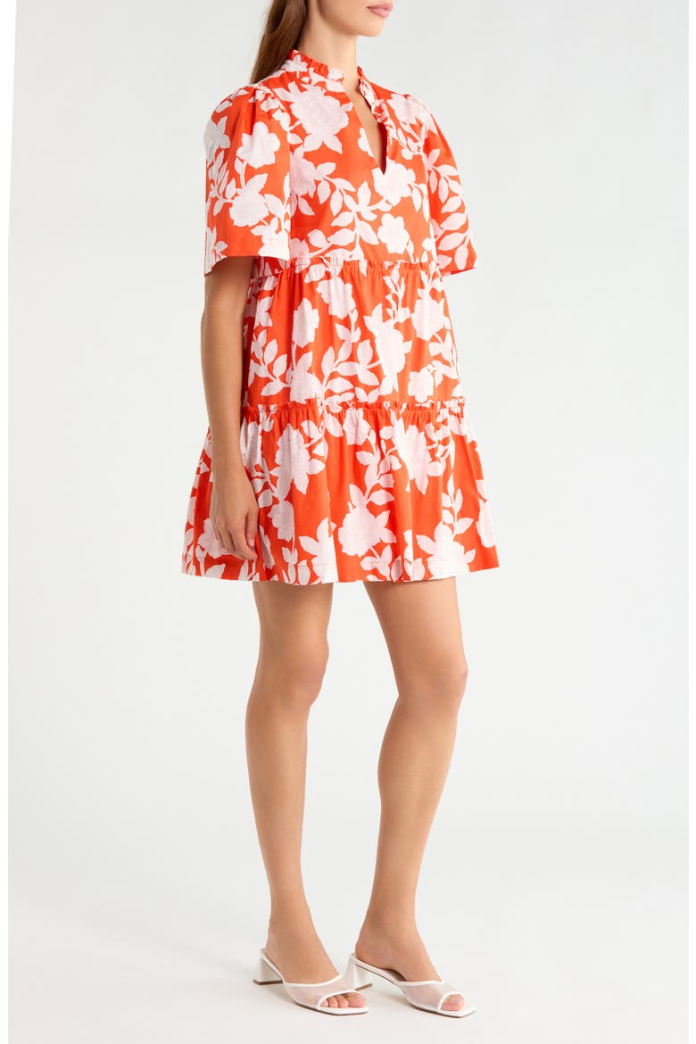 Floral Dixie Tiered Cotton Dress, Alternate, color, TOMATO-MULTI