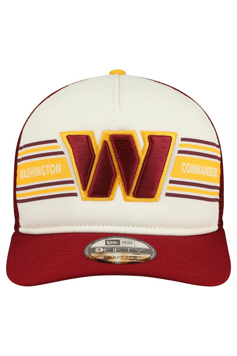 Men's New Era  Cream/Burgundy Washington Commanders Banner A-Frame 9FIFTY Snapback Hat, Alternate, color, Cream