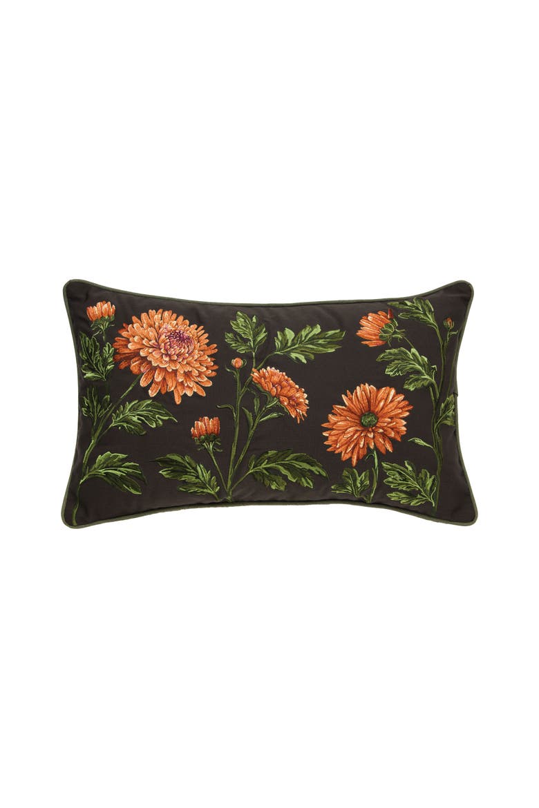 Mums Lumbar Ebony Pillow, Main, color, Black