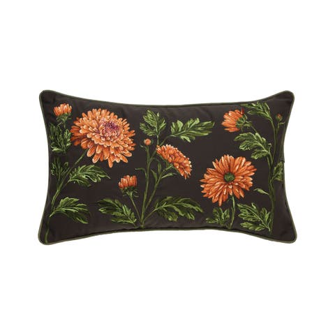 Mums Lumbar Ebony Pillow