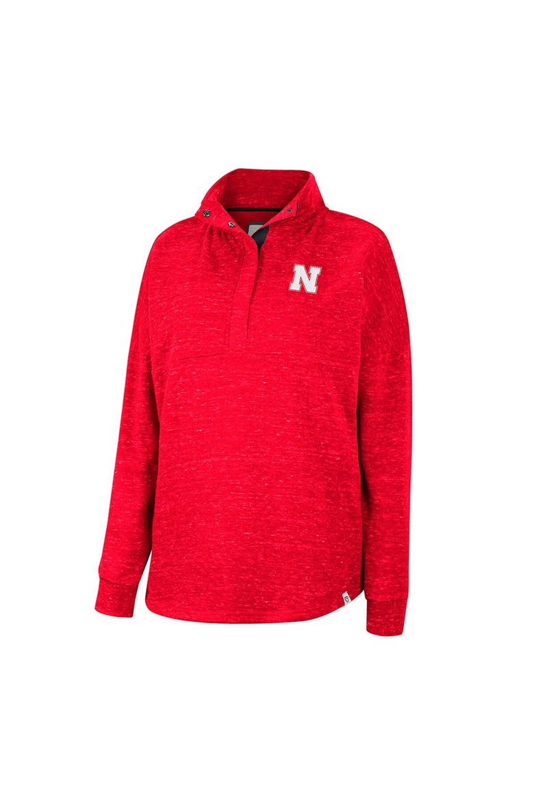 Women's Colosseum Scarlet Nebraska Huskers Natalie Speckled Quarter-Snap Top, Alternate, color, Scarlet