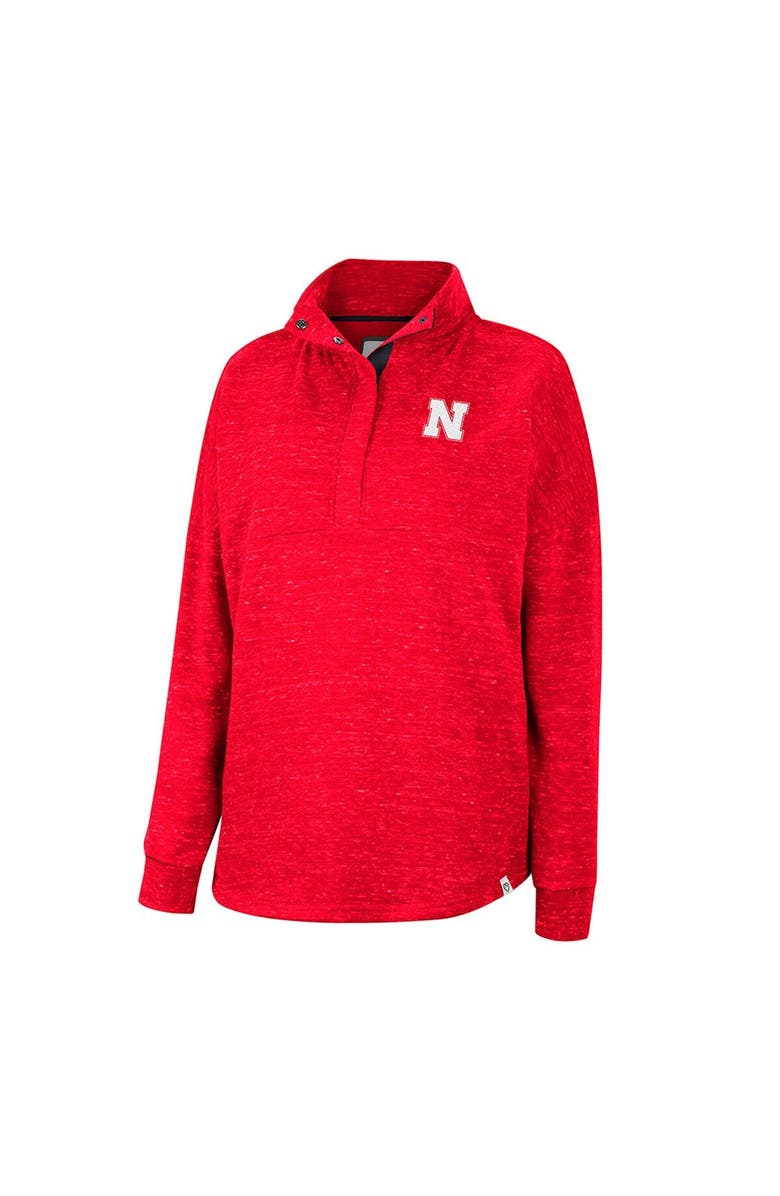 COLOSSEUM Women's Colosseum Scarlet Nebraska Huskers Natalie Speckled Quarter-Snap Top, Alternate, color, 