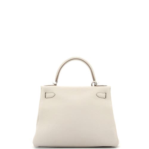 Pre-owned Hermes Hermes Kelly Handbag Light Clemence With Palladium Hardware 28 In Gray