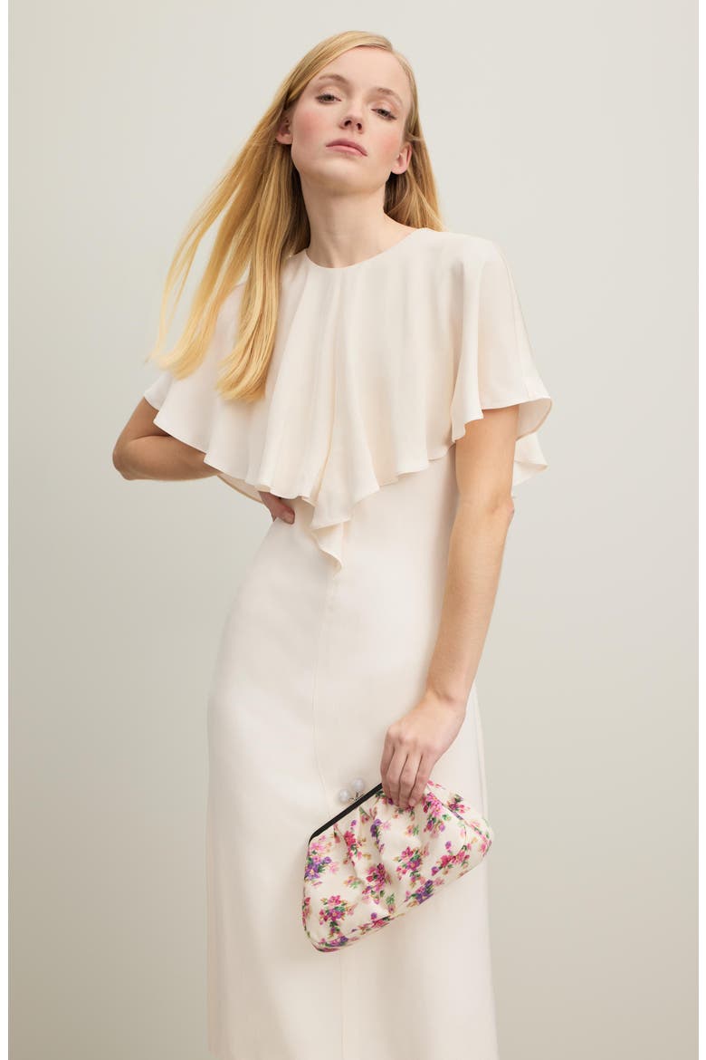 Sadie Overlay Crepe Midi A-Line Dress, Alternate, color, IVORY