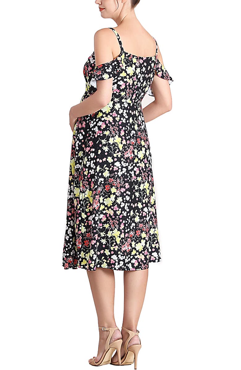 Kimi & Kai Esme Cold Shoulder Maternity Nursing Dress, Alternate, color, Multicolored
