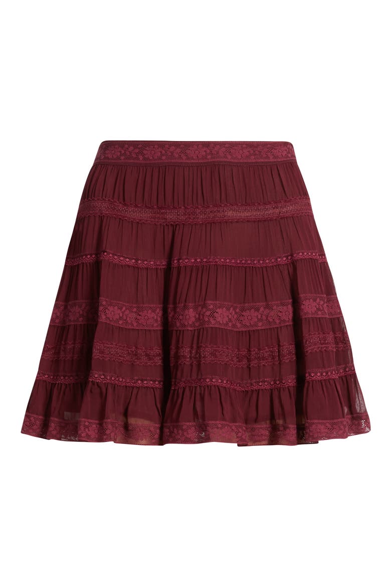 Fleetta Tiered Miniskirt, Alternate, color, OXBLOOD