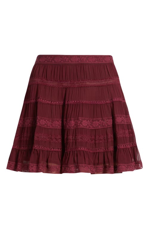 Loveshackfancy Fleetta Tiered Miniskirt In Burgundy