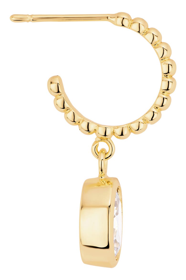 Modern Muse Beaded CZ Pear Bezel Hoop Earrings, Alternate, color, GOLD