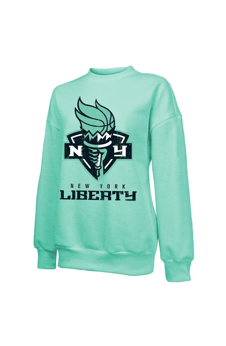 Majestic Threads Women's Majestic Threads Mint New York Liberty Primary Logo Drop Shoulder Tri-Blend Pullover Sweatshirt, Alternate, color, Mint