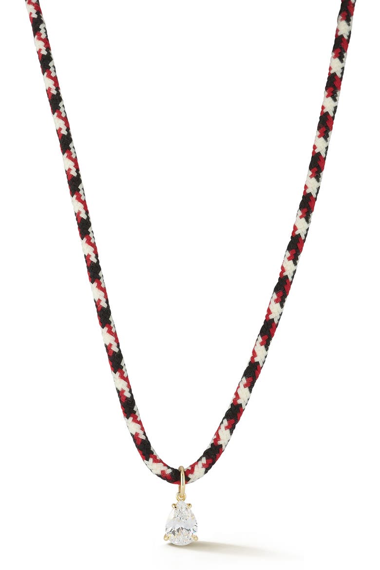 Cubic Zirconia Solitaire Cord Pendant Necklace, Main, color, GOLD