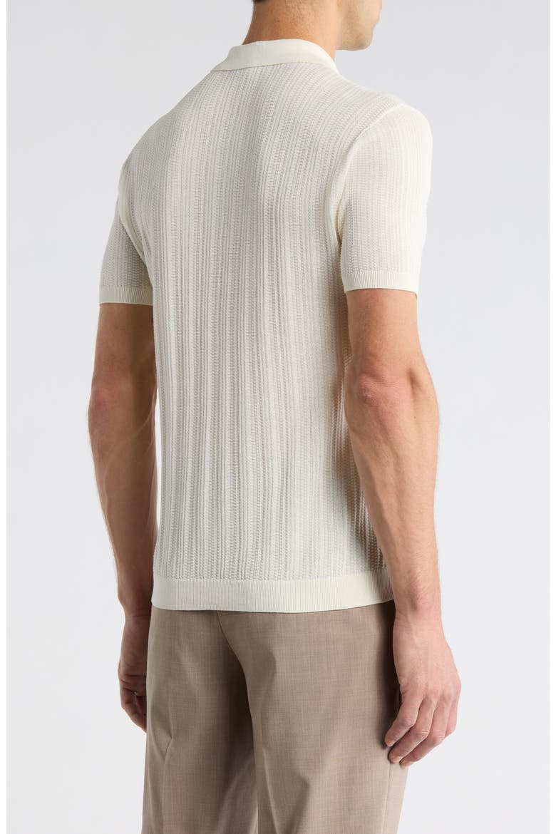 Textured Quarter Zip Polo, Alternate, color, OFF WHITE