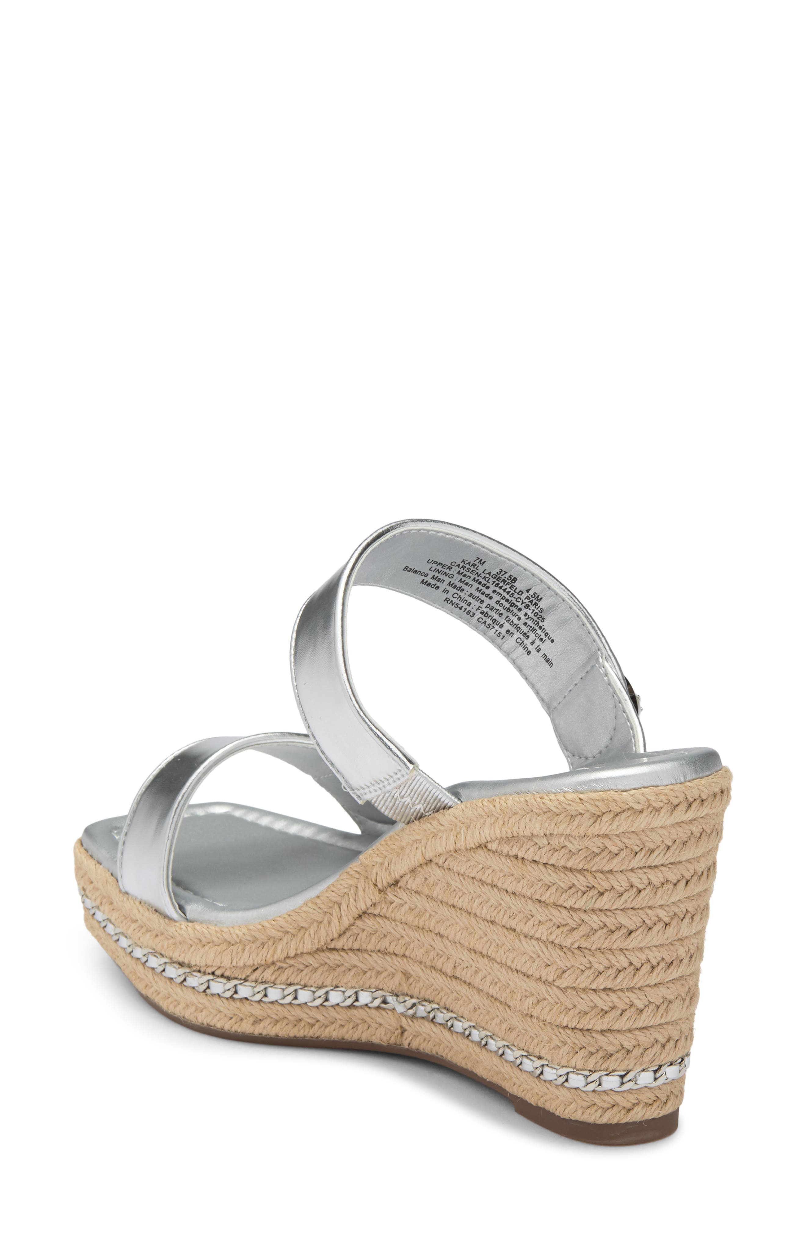 KARL LAGERFELD PARIS Carsen Wedge Espadrille Sandal, Alternate, color, Silver