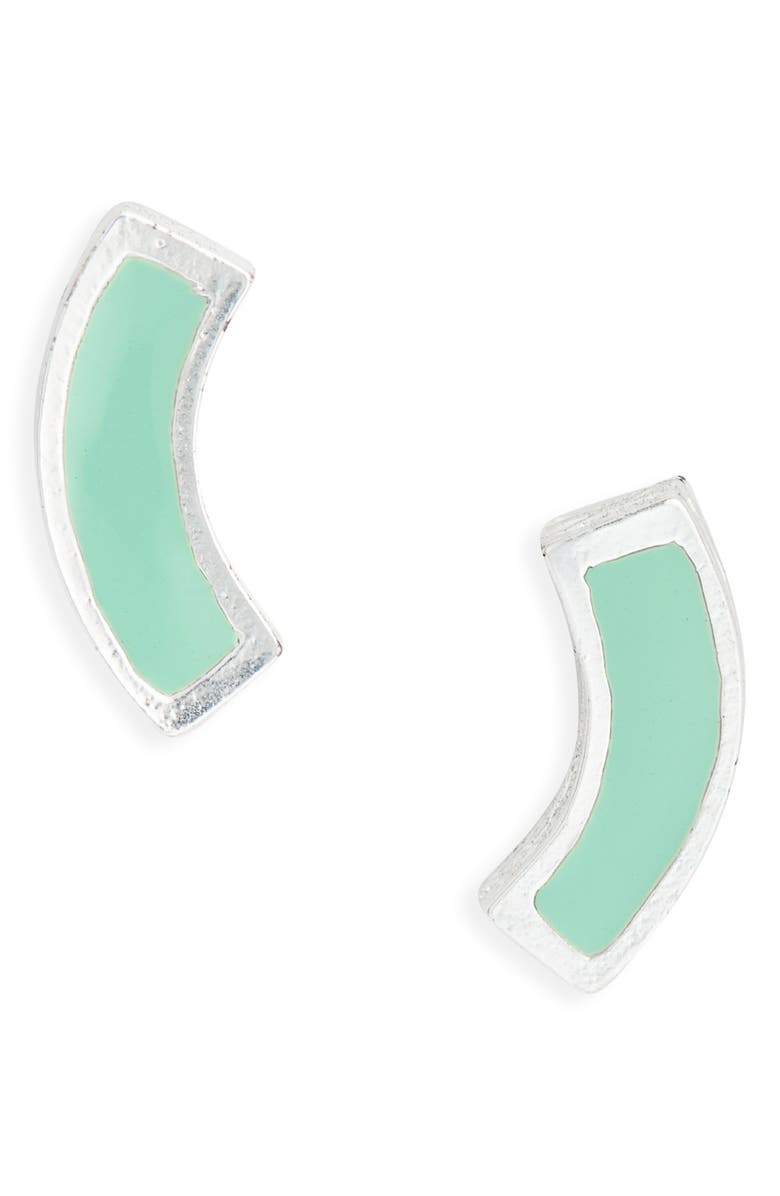 Karine Sultan Enamel Stud Earrings, Main, color, Silver