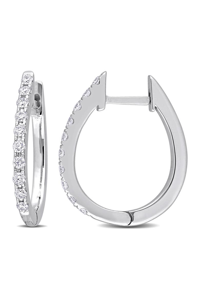 1/6 CTW Diamond Hoop Earrings 14k White Gold, Main, color, 14k White Gold