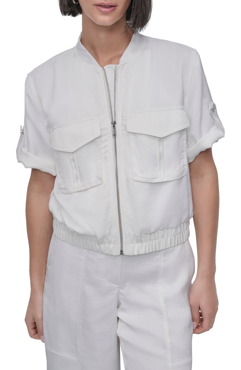 DKNY Rumpled Satin Jacket, Main, color, 