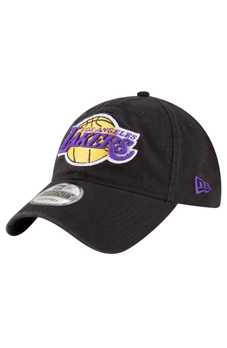 New Era Men's New Era Black Los Angeles Lakers Team 2.0 9TWENTY Adjustable Hat, Main, color, 