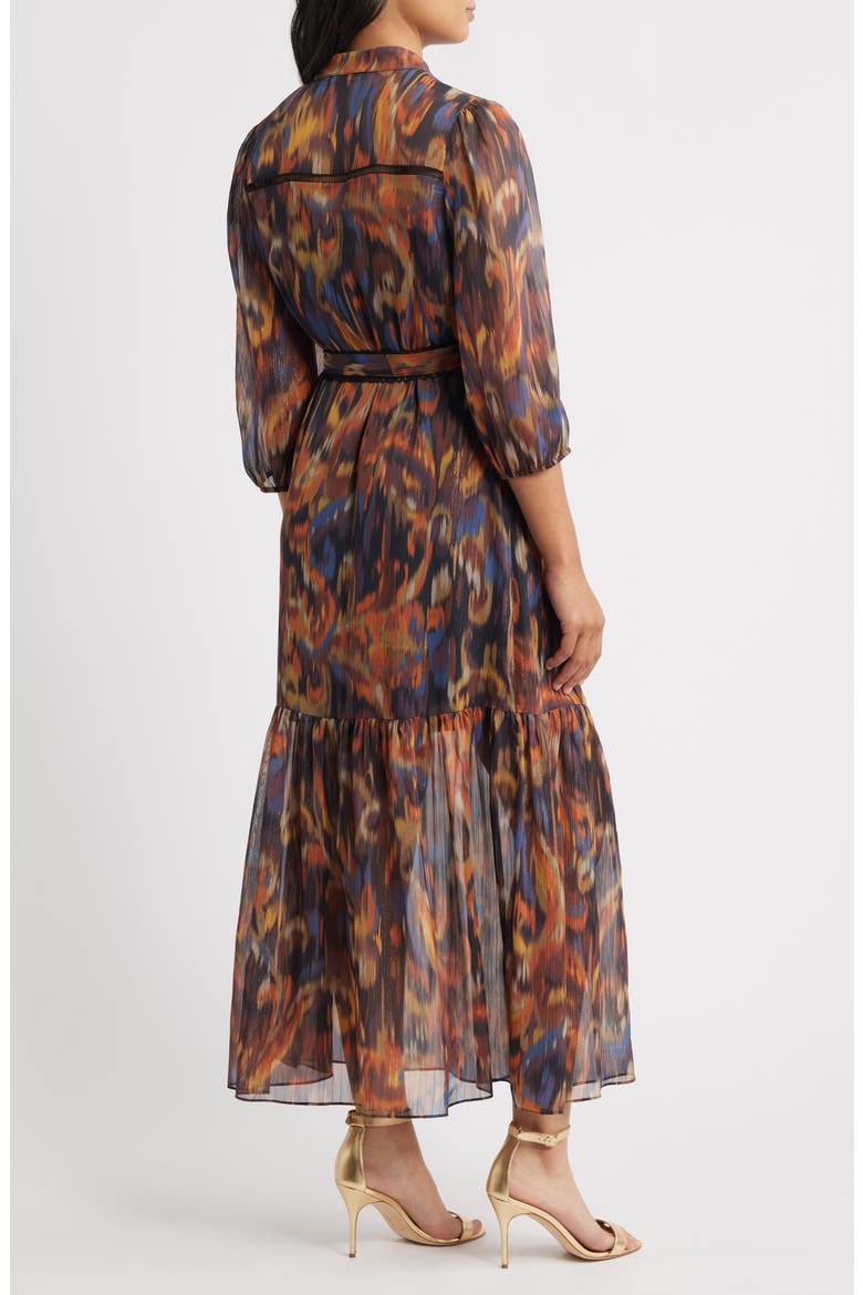 Metalllic Abstract Print Maxi Dress, Alternate, color, ORANGE MULTI