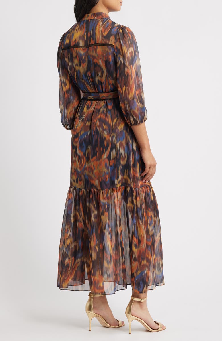 Julia Jordan Metalllic Abstract Print Maxi Dress, Alternate, color, Orange Multi