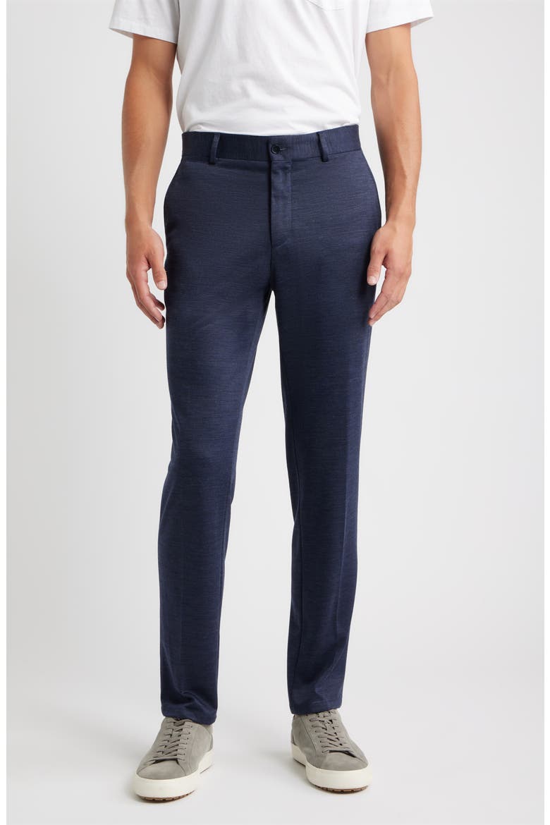Flat Front Knit Wool Blend Chinos, Main, color, NAVY