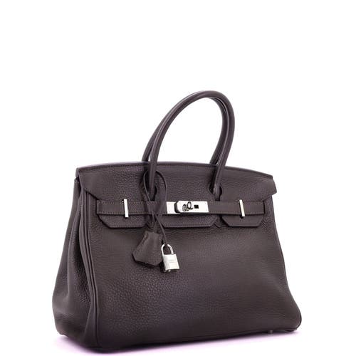 Pre-owned Hermes Hermes Birkin Handbag Brown Clemence With Palladium Hardware 30 In Brown