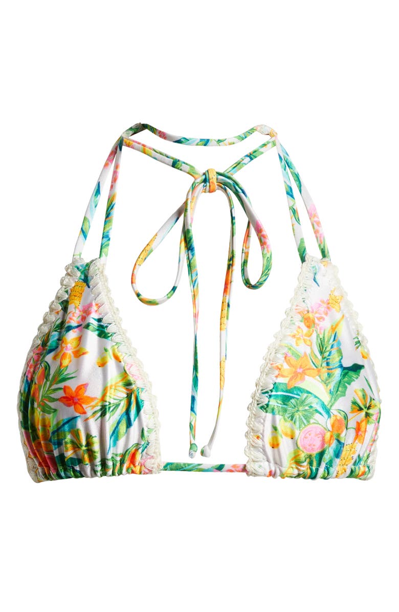 Kulani Kinis Crochet Trim Halter Bikini Top, Alternate, color, Golden Hour