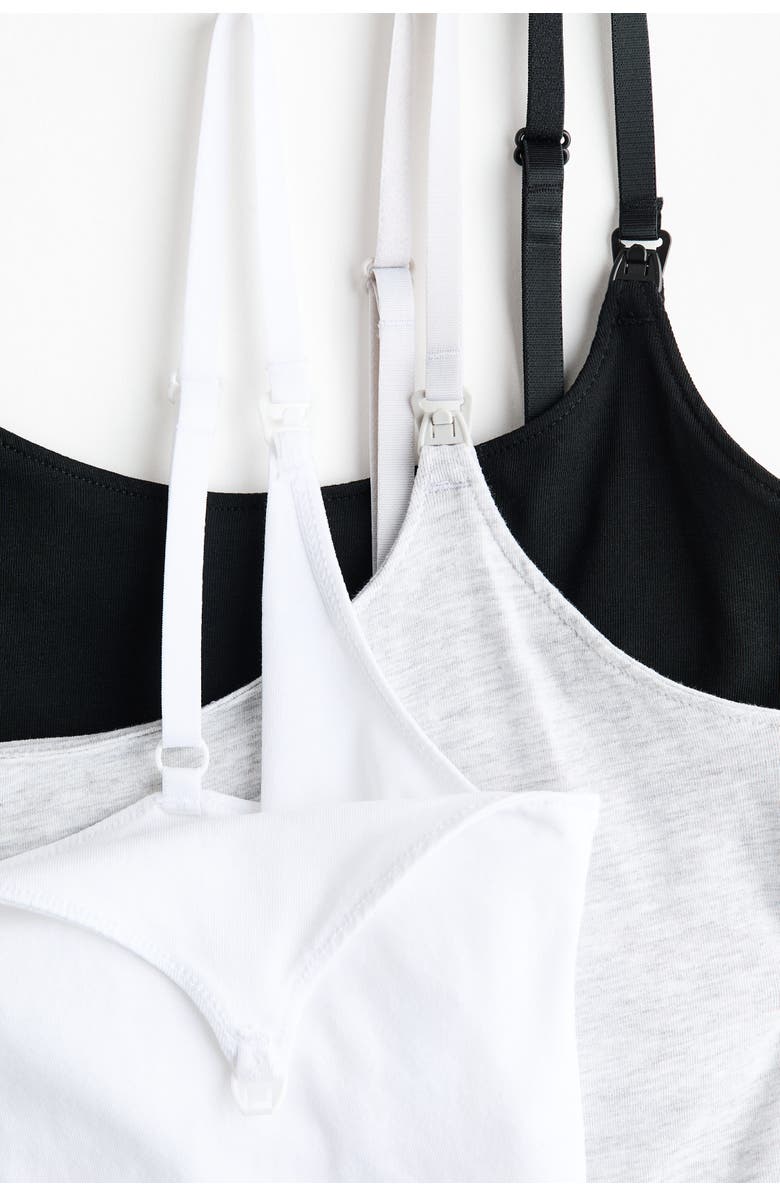 H&M Mama 3-pack Nursing Strappy Tops, Alternate, color, Black/White/Gray Melange