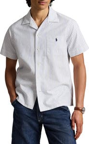 Polo Ralph Lauren Classic Fit Stripe Cotton Oxford Cloth Camp Shirt