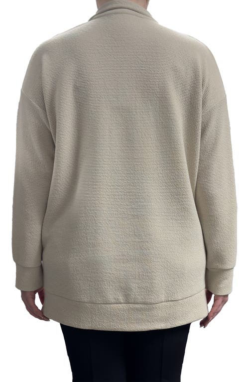 Standards & Practices Johnny Collar Long Sleeve Top In Beige