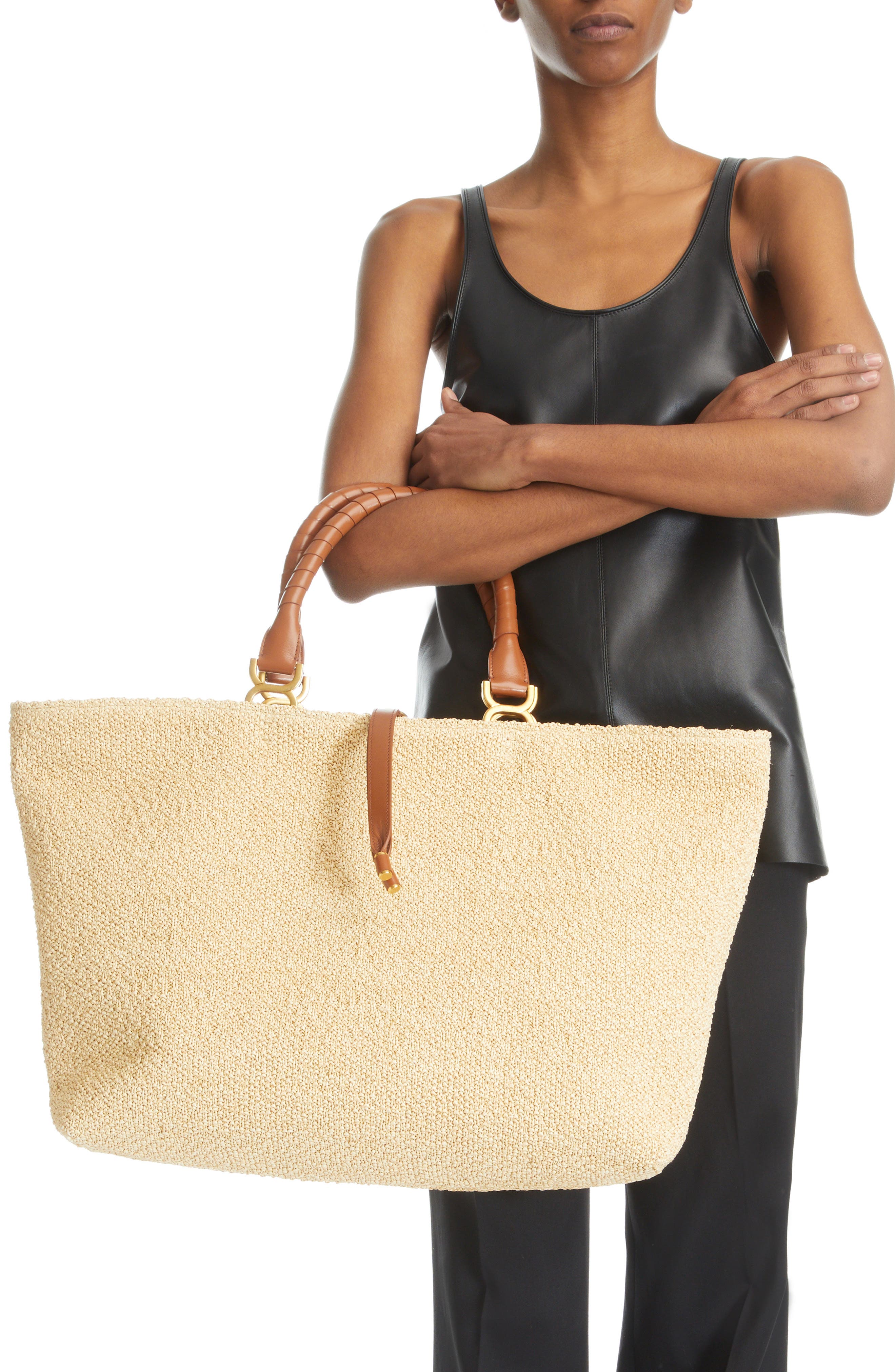 Chloé Large Marcie Raffia Tote, Alternate, color, 